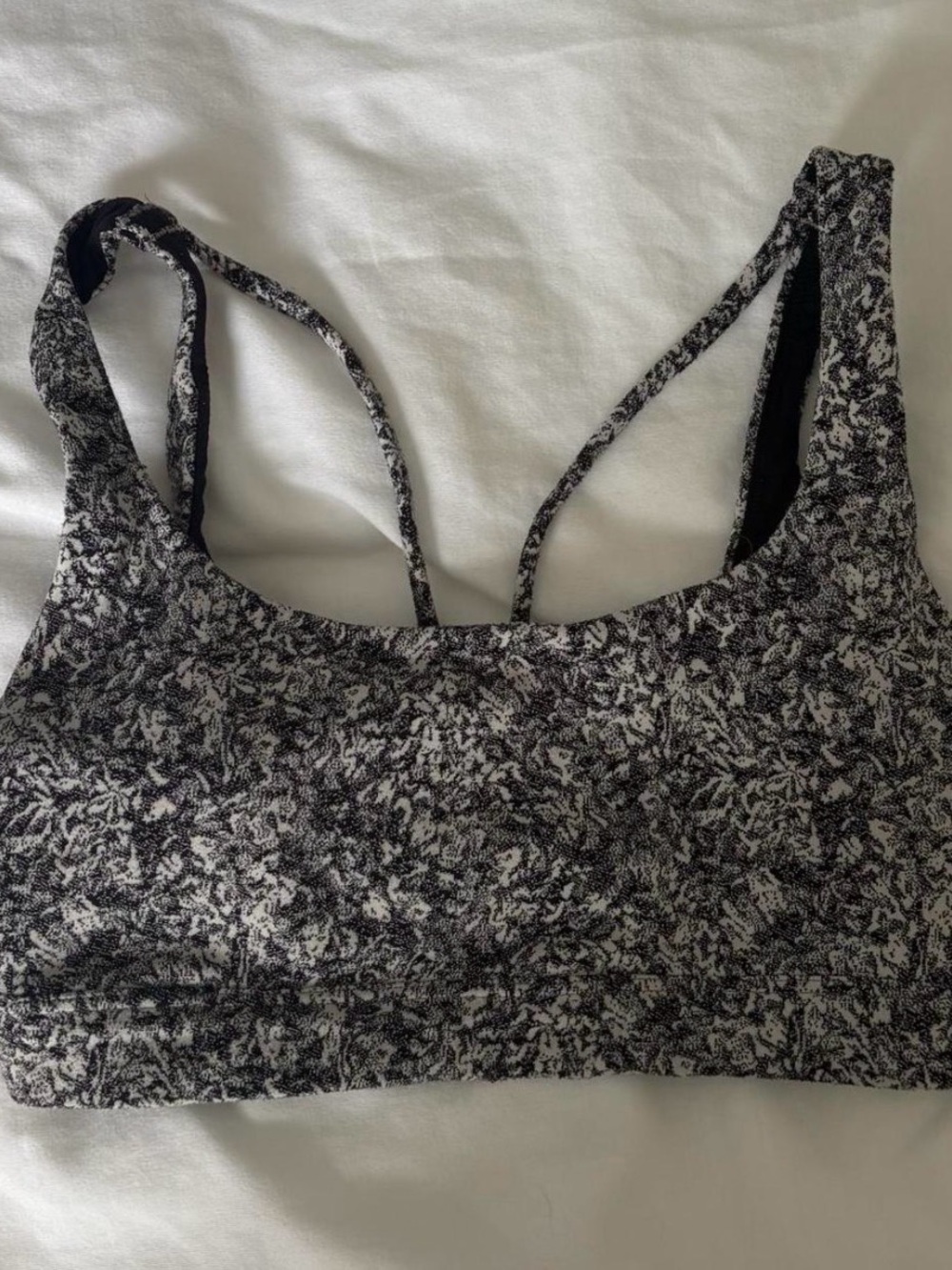 Athleta Black and White Printed Sports Bralette